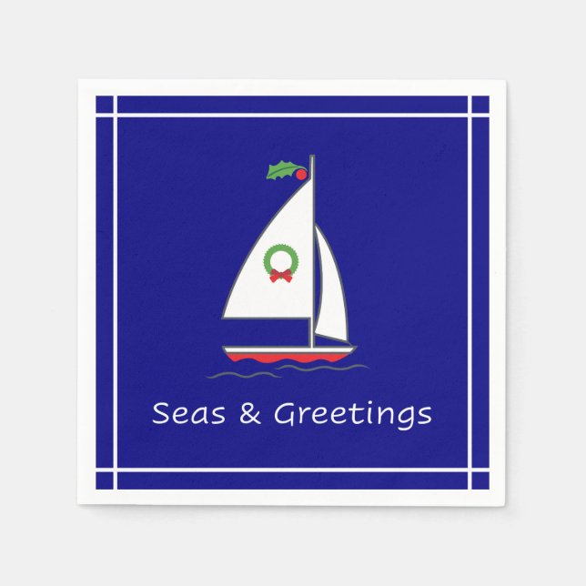 Serviette En Papier Mer et salutations Nautique Vacances Napkin Marine (Devant)