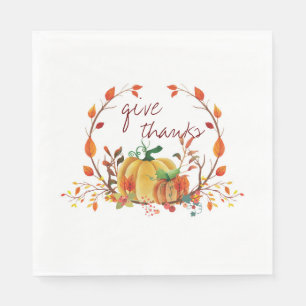 Serviette En Papier Merci au Citrouille de Thanksgiving