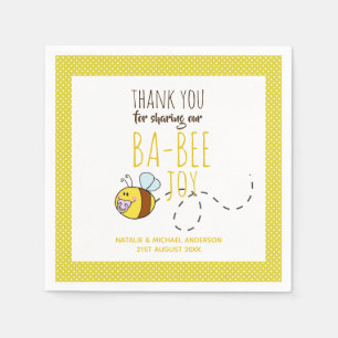 Serviette En Papier Merci BA-BEE Baby shower Polkadot jaune