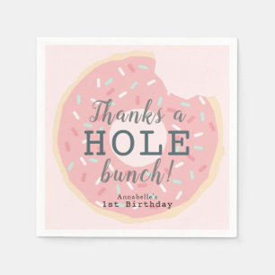 Serviette En Papier Merci d'anniversaire de la fille Donut rose