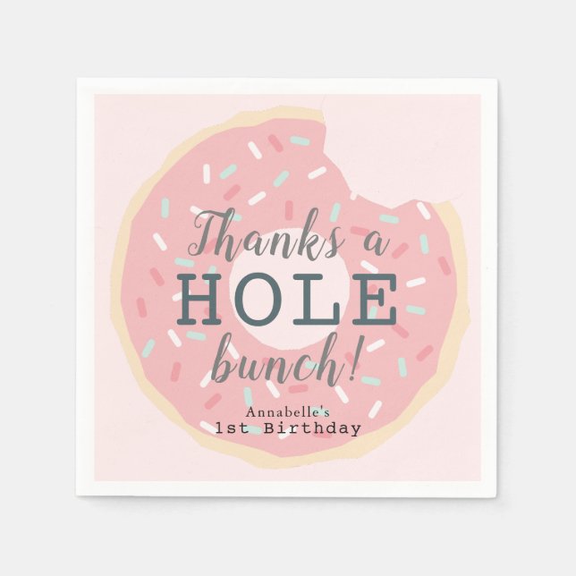 Serviette En Papier Merci d'anniversaire de la fille Donut rose (Devant)