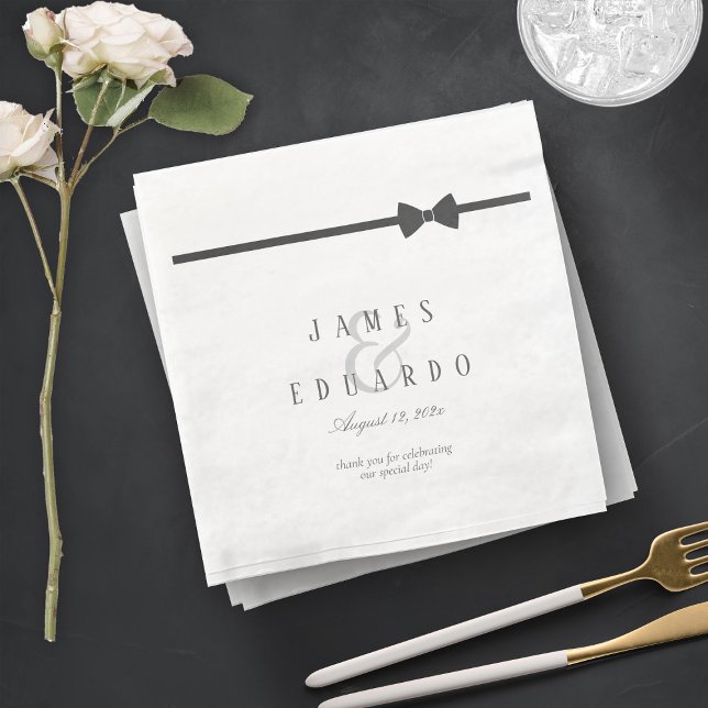 Serviette En Papier Merci de Mariage de Cravate noir sur mesure ID1090 (Créateur téléchargé)