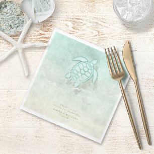 Serviette En Papier Merci de mariage Sea Foam Beach V1 ID837