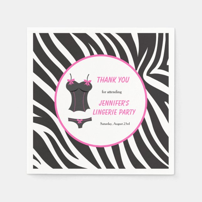 Serviette En Papier Merci de partie de lingerie rose chaud (Devant)