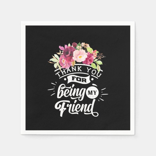 Serviette En Papier Merci D'Être Mes Amis (Devant)