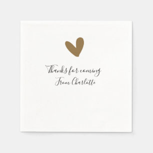 Serviette En Papier merci d'être venu nom du texte message cœur en or