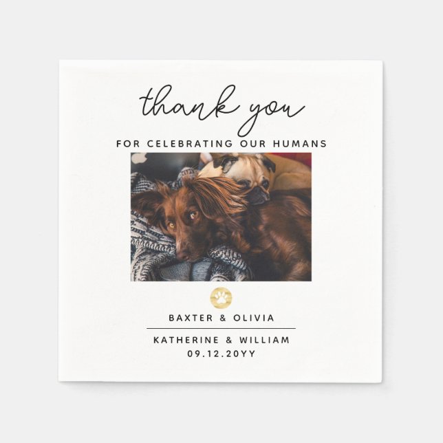 Serviette En Papier Merci Pet Photo Mariage Napkin (Devant)