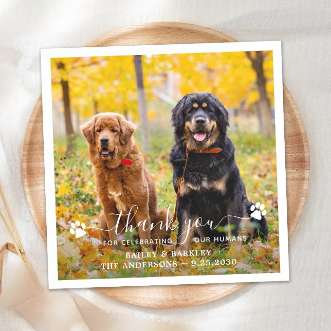 Serviette En Papier Merci photo moderne  chien animal Mariage (Créateur téléchargé)