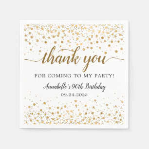 Serviette En Papier Merci Pour Les Points Confetti Or À Venir Annivers
