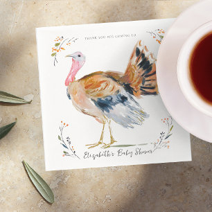 Serviette En Papier Merci pour vous Watercolor Turquie Baby shower