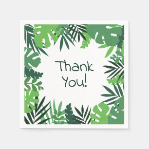 Serviette En Papier Merci texte jungle palme cadre feuille