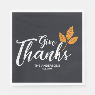 Serviette En Papier Merci. Thanksgiving moderne.