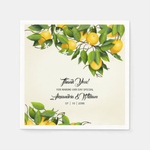 Serviette En Papier Merci Vintage moderne au citron   MARIAGE