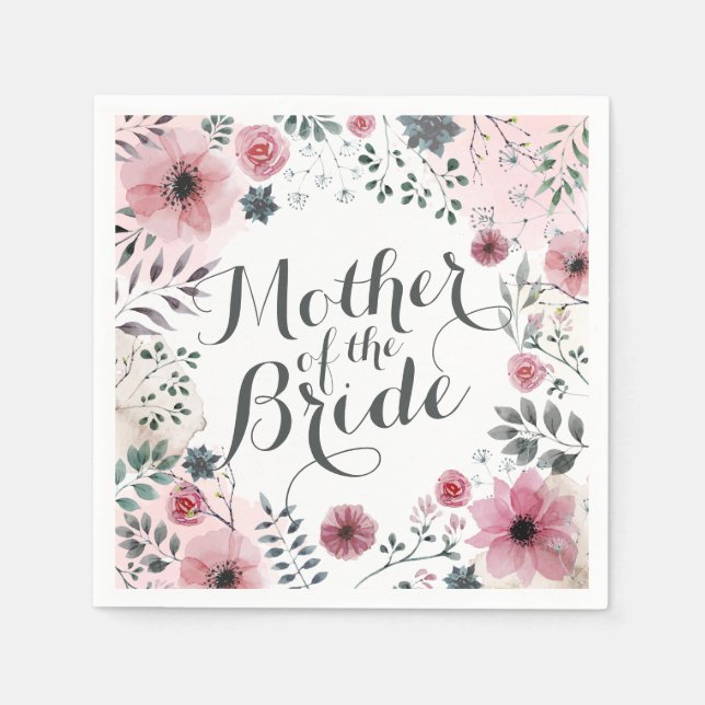 Serviette En Papier Mère de l'aquarelle de mariée | Napkin (Devant)