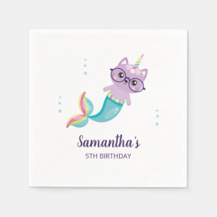 Serviette En Papier Mermaid Chat Unicorn sous la fête d'anniversaire d
