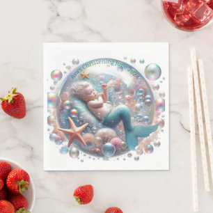 Serviette En Papier Mermaid Christening