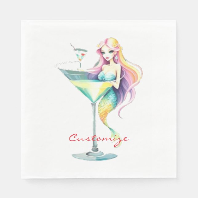 Serviette En Papier Mermaid Martini Girl Thunder_Cove (Devant)