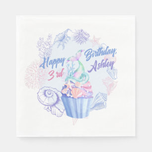 Serviette En Papier Mermaid Tail Cupcake Anniversaire Papier