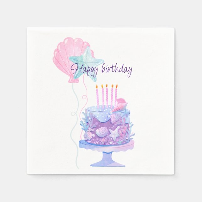 Serviette En Papier Mermaid Thème Anniversaire Bash (Devant)