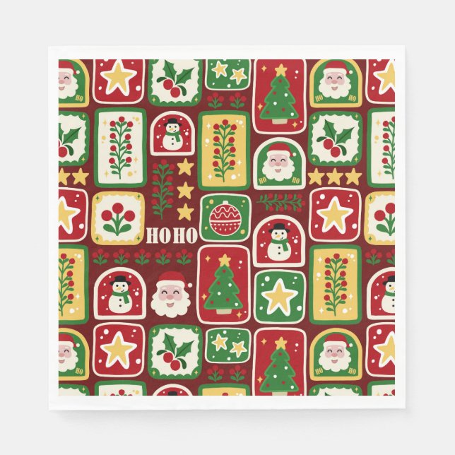 Serviette En Papier Merry and Bright Christmas  (Devant)