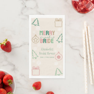 Serviette En Papier Merry & Bride Noël Enterrement de Vie de Jeune Fil