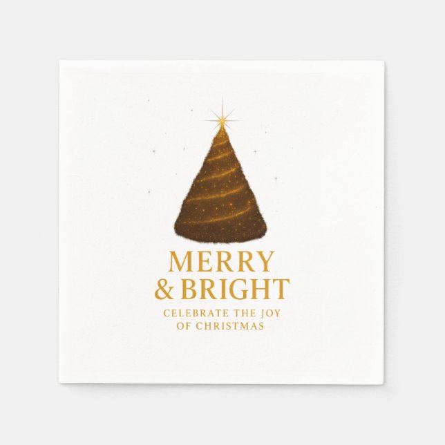 Serviette En Papier Merry & Bright Gold Glitter Christmas Cocktail  (Devant)