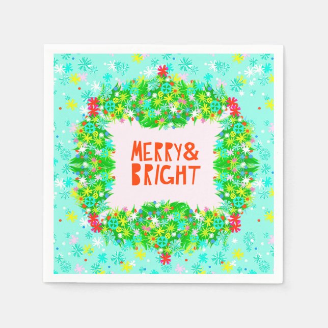 Serviette En Papier Merry & Bright Wreath (Devant)