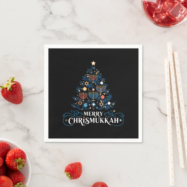 Serviette En Papier Merry Chrismukkah Jewish Holiday Hanoukka (En situation)