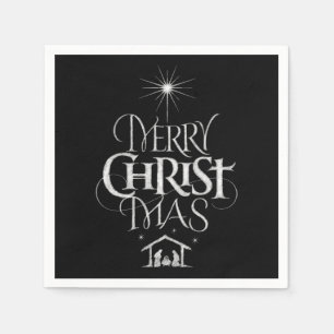 Serviette En Papier Merry CHRISTmas Christian Chalkboard Calligraphie