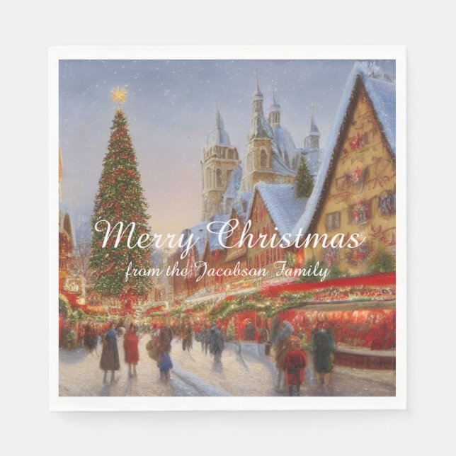 Serviette En Papier Merry Christmas Kitsch Nostalgale marché allemand (Devant)