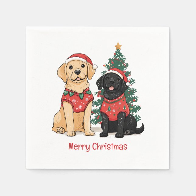 Serviette En Papier Merry Christmas Labrador Retriever Dogs (Devant)