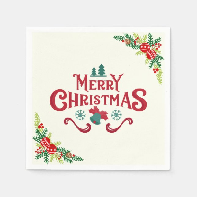 Serviette En Papier Merry Christmas Napkin (Devant)