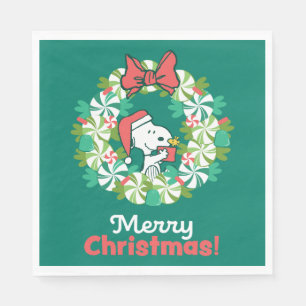 Serviette En Papier Merry Christmas Peppermenthe Holiday Wreath