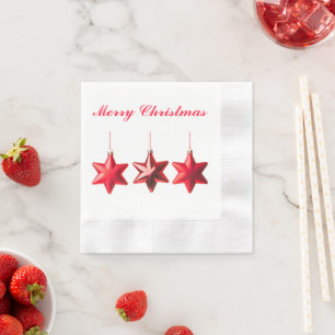 Serviette En Papier Merry Christmas Red Stars decoration