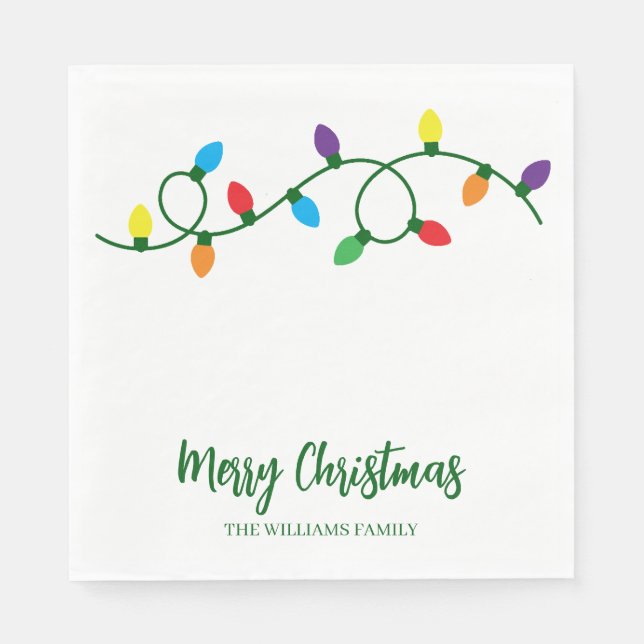 Serviette En Papier Merry Christmas Tree Lights  (Devant)
