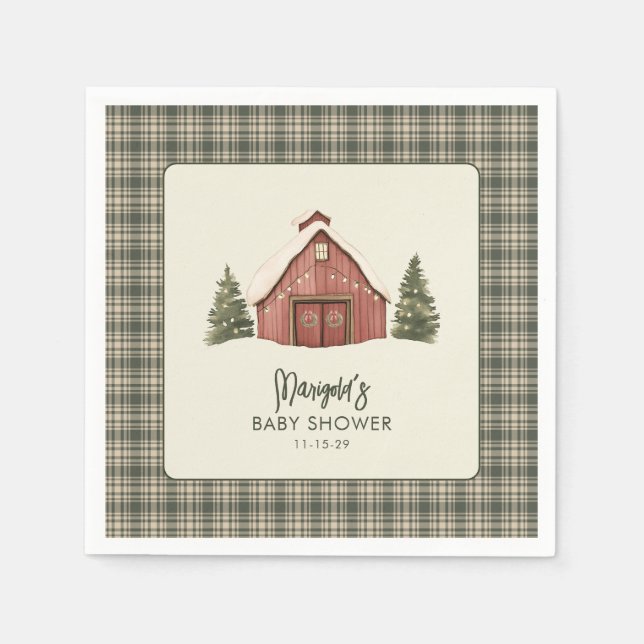 Serviette En Papier Merry Little Christmas Rustic Baby Shower Napkin (Devant)
