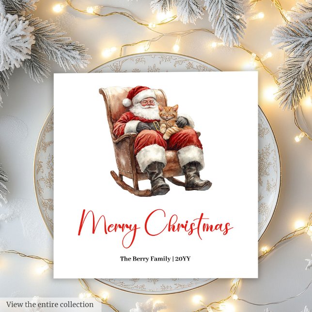Serviette En Papier Merry Santa Claus Custom Editable Christmas Napkin (Merry Santa Claus Custom Editable Christmas Napkin)