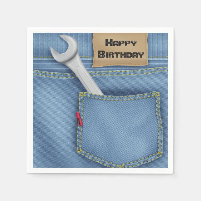 Serviette En Papier Merveille en Jean Pocket pour Anniversaire (Devant)