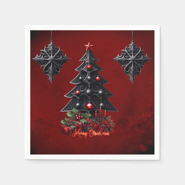 Serviette En Papier merveilleux arbre gothique de noël (Devant)