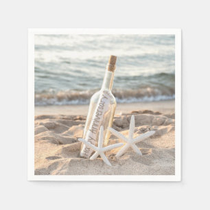 Serviette En Papier Message d'anniversaire heureux en bouteille