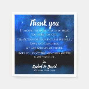 Serviette En Papier Message de Mariage de nuit bleu Merci