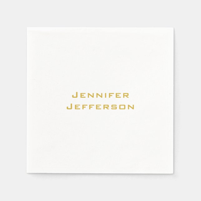 Serviette En Papier Metallic Gold & White Professional Modern Elegant (Devant)