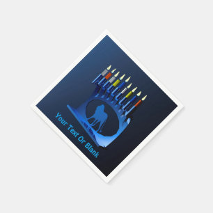 Serviette En Papier Métallurgique Bleu Chanukkah Menorah