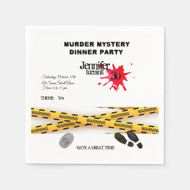 Serviette En Papier Meurtre mystère fête d'anniversaire lieu de crime (Devant)