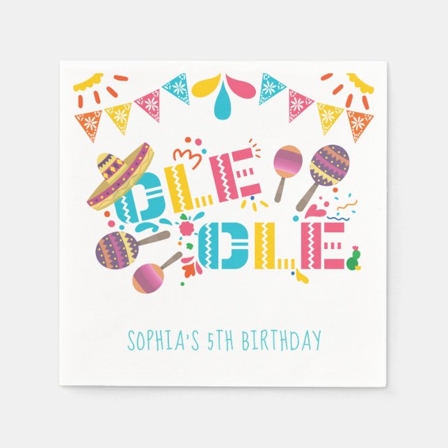 Serviette En Papier mexicaine Ole Ole Fiesta Anniversaire personnalisé (Devant)
