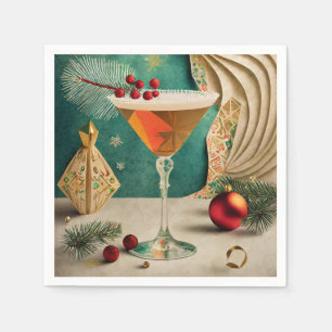 Serviette En Papier Mi-Siècle Cocktail de Noël Fête Happy Hour