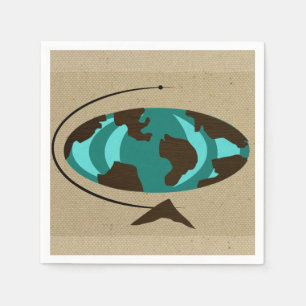 Serviette En Papier Mi-siècle moderne Globe Art jetable serviettes jet