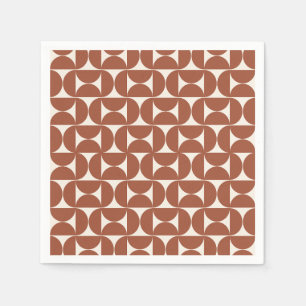 Serviette En Papier Mi-siècle Moderne Motif rouille Terracotta