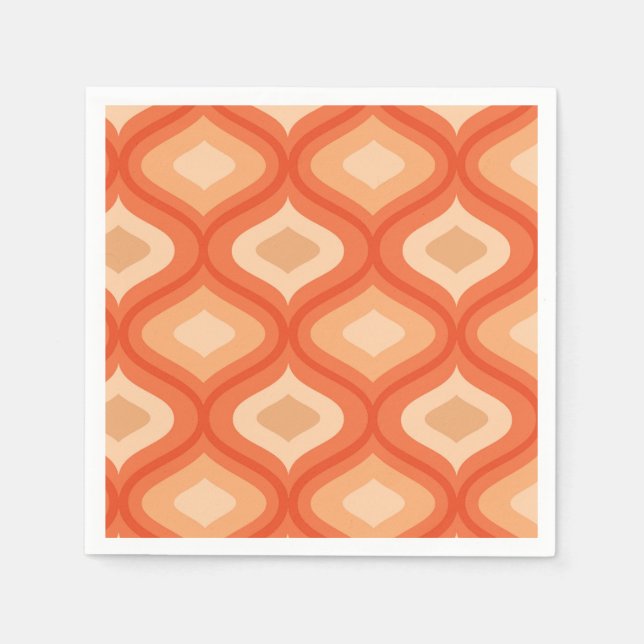 Serviette En Papier Mi-siècle moderne orange et beige (Devant)