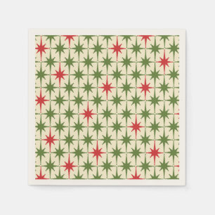 Serviette En Papier Mi-siècle Moderne Rétro Starbursts de Noël